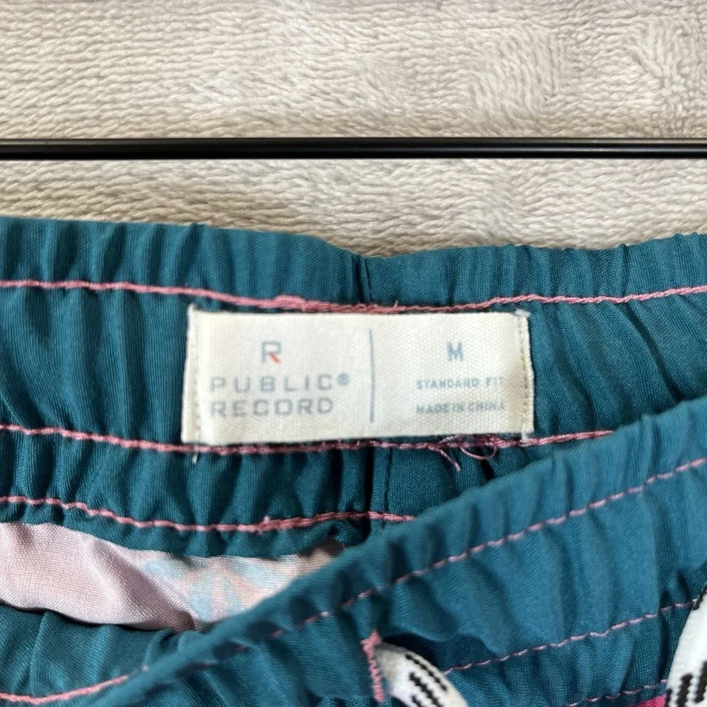 Public Record Swim Trunks Mens M Pink &‎ Teal Palm Trees